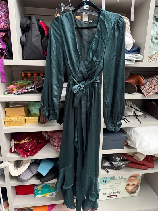 Fashion Nova Dresses & Skirts - Emerald Green Satin Maxi Dress